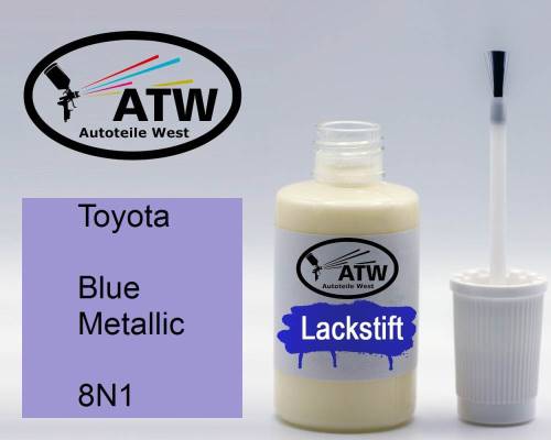 Toyota, Blue Metallic, 8N1: 20ml Lackstift, von ATW Autoteile West.